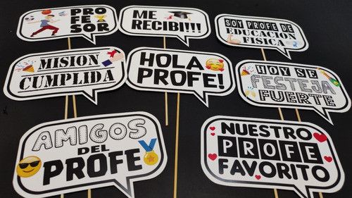Cartelitos Props Selfie Profesor Educacion Fisica X8u 0
