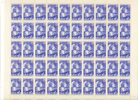 Francia Sello Yvert 1700 Plancha X 50 Mnh Croix Rouge 1971 1