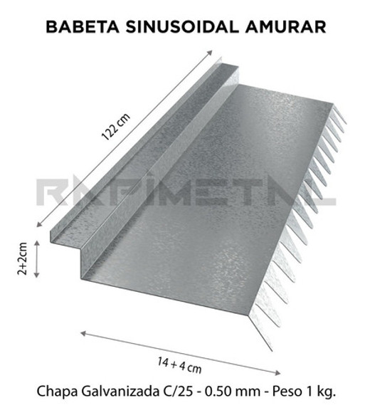 Zingueria Babeta Sinusoidal Amurar Galvanizado 1,22 Metros 1