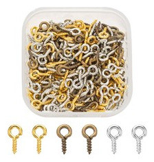 Set 300 Pitones Cerrados Mini De Hierro 8.5x4mm 3 Colores 0