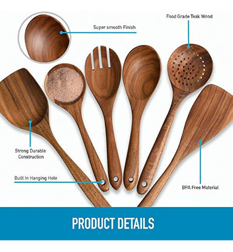 Zulay Kitchen (juego De 6 Piezas) Utensilios De Madera Para 1
