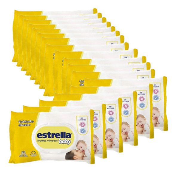 Toallitas Húmedas Estrella Baby Cuidado Diario Caja 18 X 50u 0