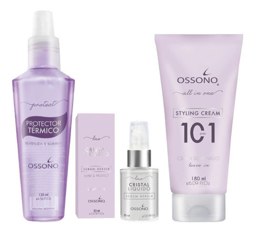 Kit Ossono Lino Serum + Crema De Peinar + Protector Termico 0