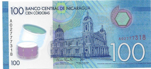 Billete Nicaragua 100 Cordobas Plastico Tambores Sincircular 0