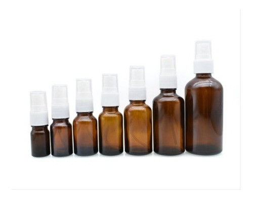 Frasco De Vidrio Ámbar 20ml Tapa C/spray Atomizador X100 1