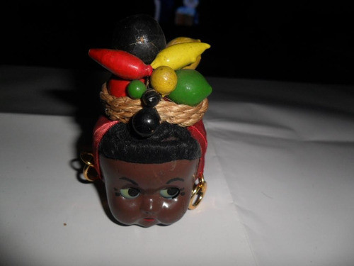 Cabeza Muñeca Bahiana Frutas Aros Pañuelo Negrita Ojitos 0
