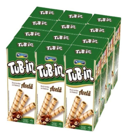 Kit Com 12und Waffer Recheado Tub-in Recheio De Avelã 48g 0