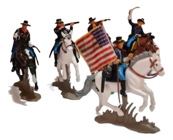 (d_t) Soldaditos Britain 54 Mm 5 Jinetes Yankis Y5 0