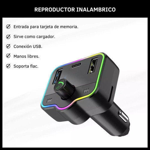 Reproductor Transmisor Inalámbrico Bluetooth Auto Cargador 1