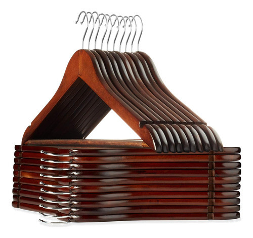 Perchas Madera Nogal Premium Casafield Juego 20 Unidades 0