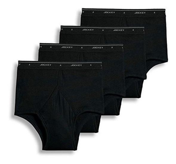 Jockey Mens Cotton Fullrise Brief 4pack Black 38 0