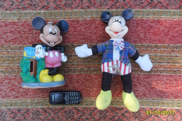 Antiguo Mickey Mouse Alcancia Y Otro Disney Leer 0