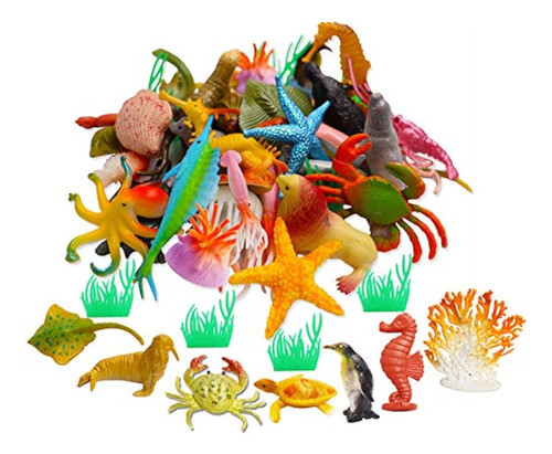 42 Piezas De Plástico Animales Del Océano Juguetes Realistas 0