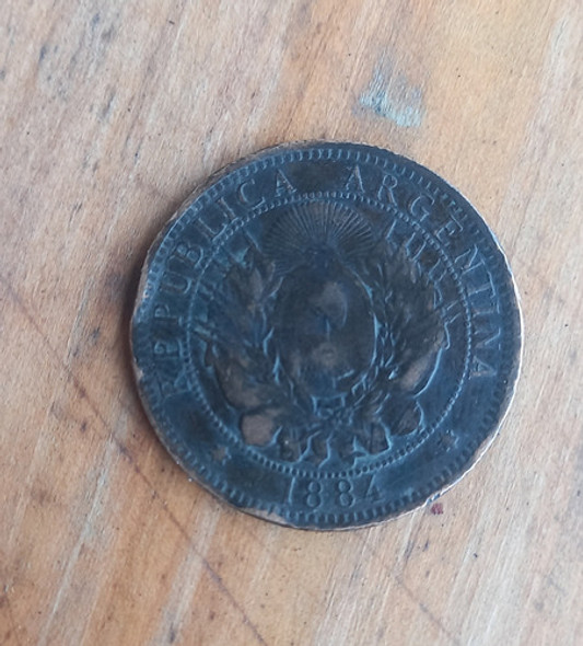 A-argentina Moneda Nacional 2 Centavos Patacon 1884 Cobre 0