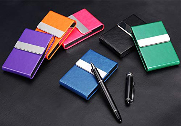 Estuche De Tarjetas De Cuero Pu Cierre Magnetico Naranja S 1
