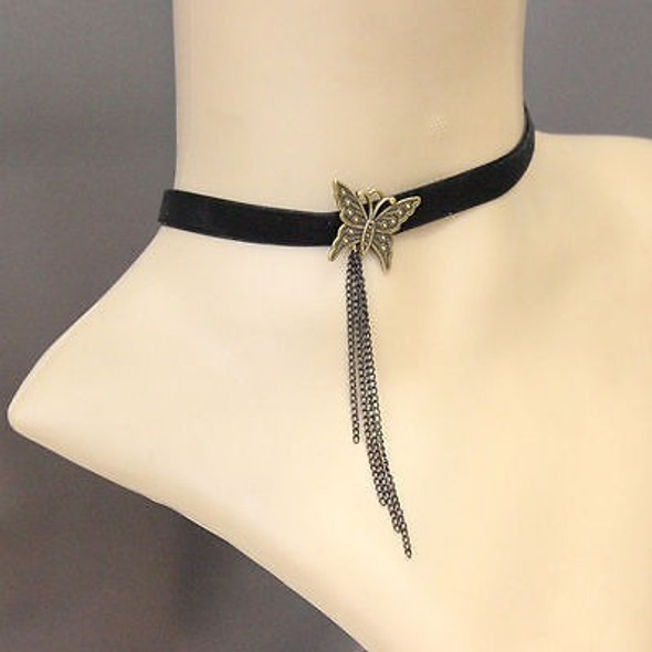 Collar De Mariposa Y La Gargantilla De Terciopelo Negro De B 0