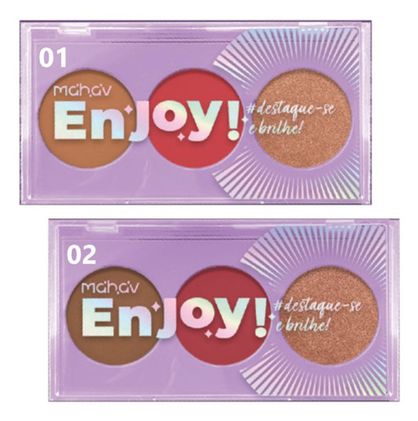 4 Paleta Contorno Blush Iluminador Enjoy Mahav Atacado Sj 0
