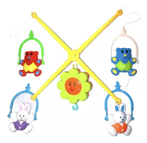 Movil Musical Animales Cunero Bebes A Cuerda Gira Sonido 0