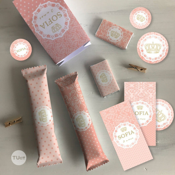 Kit Imprimible Coronita De Reina Salmon 1
