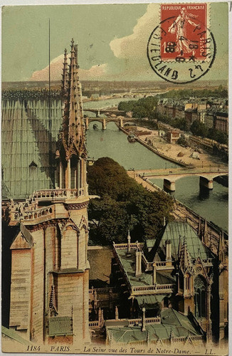 Antigua Postal, Notre Dame, Vista, París, Francia, 4p037 0