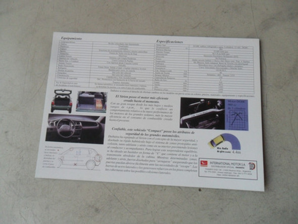 Antiguo Folleto Publicitario Daihatsu Sirion No Manual Auto 1