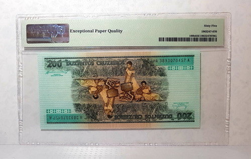 Brasil Cédula 200 Cruzeiros 1984 Princesa Isabel Cert. Pmg65 1
