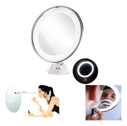 7 Ajustable '' Led Rotación Espejo 7 X Aumentos Luz Pulido E 0