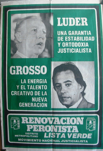 Afiche Político Campaña Electoral 1987 Renovación Peronista 0
