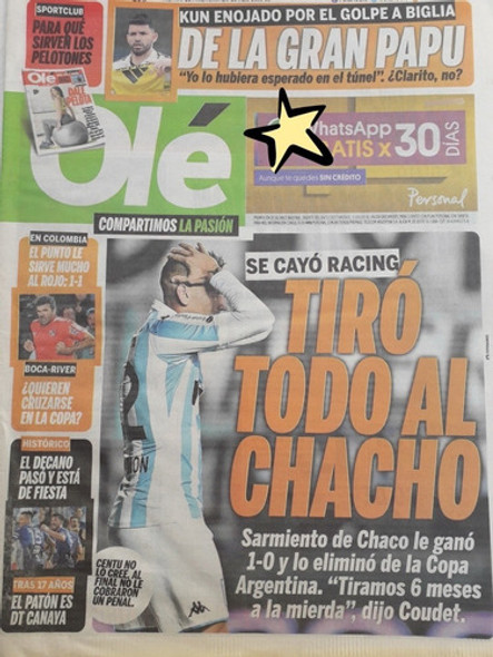 Diario Ole 18 Mayo 2018 Sarmiento De Chaco 1 Racing 0 0