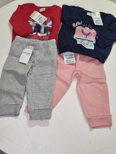 Kit Com 2 Conj. De Moletom Bebê Meninas Tam M - Malwee 0
