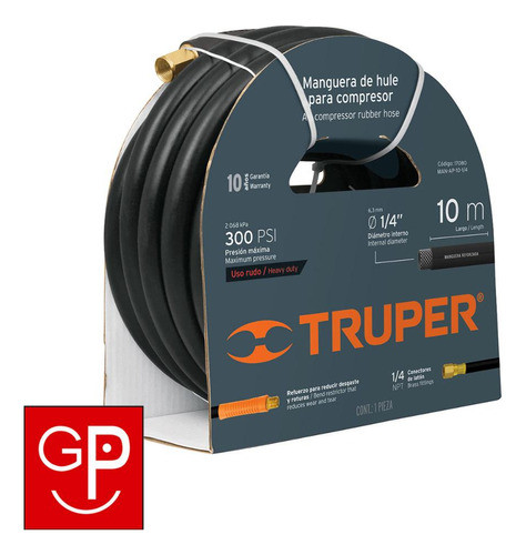 Manguera De Alta Presión Truper 10 Metros 1/4'' H Y T 1