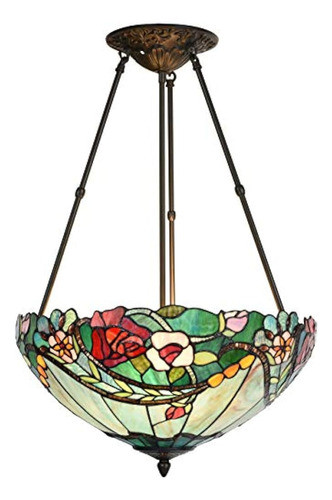 Bieye L10741 Rose Flower Tiffany Style Vitral Lámpara Colgan 0