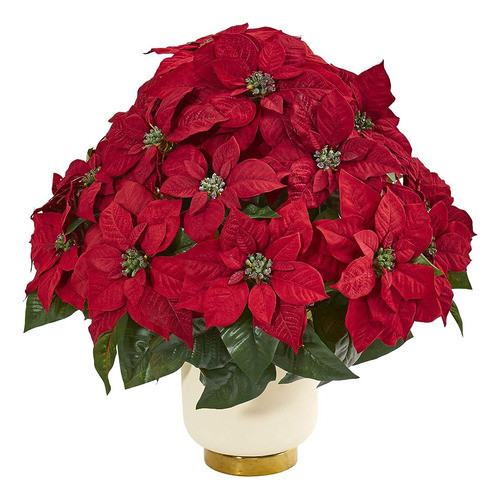 ~? Casi Natural Poinsettia Artificial White Bowl Silk Arrang 0