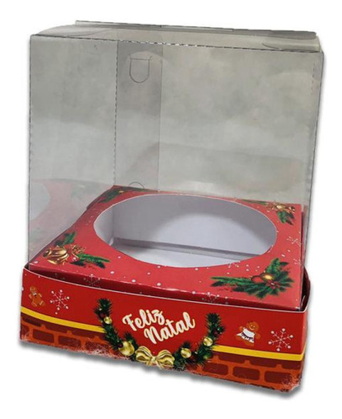 Caixa Panetone 100g Feliz Natal Vermelho 10und 0
