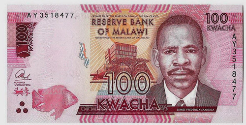 Fk Billete Malawi 100 Kwacha 2016 P-59 Sin Circular. 0
