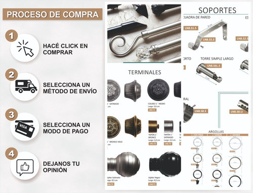 Kit X 2 Soportes Cortos Para Barral 5/8  (15,87mm) Negro 1