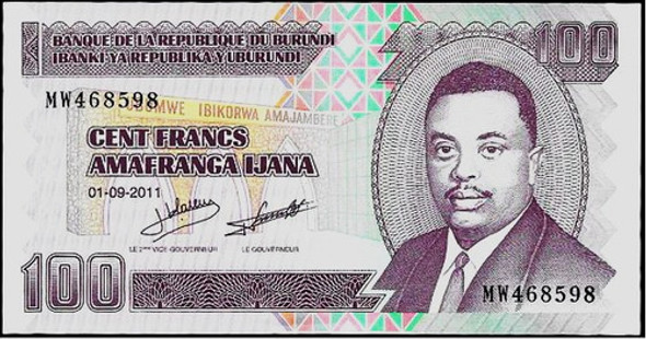 Fk Billete Burundi 100 Francos 2011 P-44b Sin Circular. 0