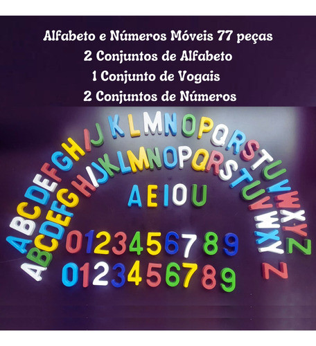 Alfabeto E Números Móveis  77 Peças 1