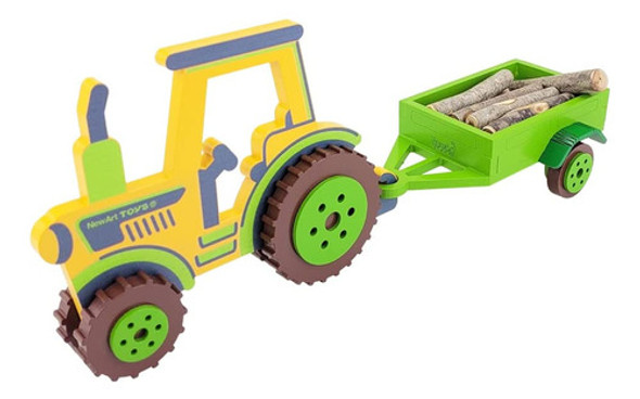 Coleção Fazendinha - Trator Com Carretinha Brinquedo Madeira 0 Coleção Fazendinha - Trator Com Carretinha Brinquedo Madeira 0