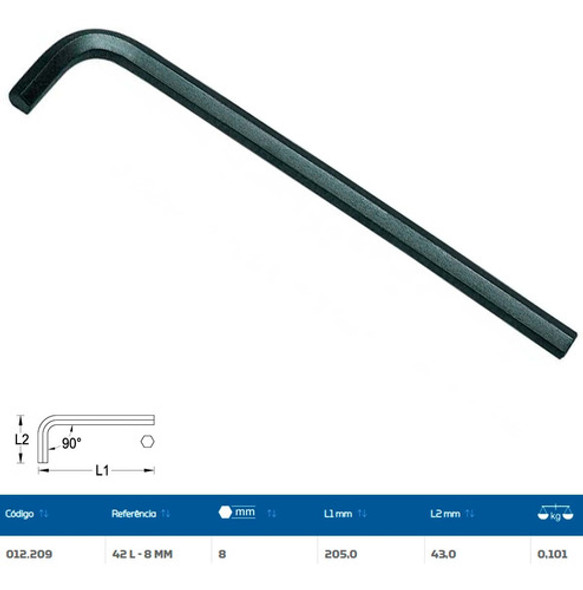 Chave Allen Longa De 8 Mm Gedore 42l-8 Mm 012209 1