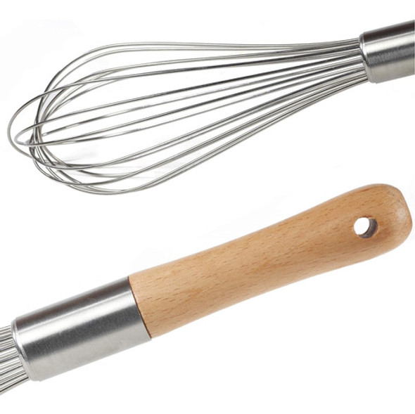 Batidor Manual Acero Mango Madera Repostería Cocina 1