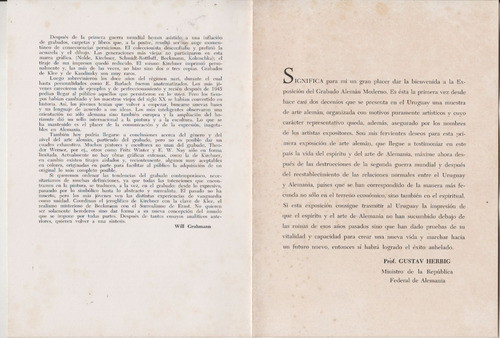 1952 Arte Catalogo El Grabado Moderno Aleman En Montevideo 1