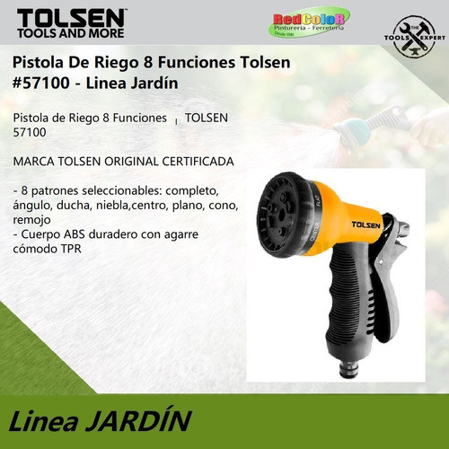 Pistola De Riego 8 Funciones Tolsen  57352- Linea Jardín 1