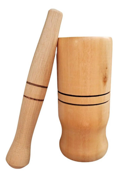 Pilão De Madeira Com Socador Para Temperos E Alimentos 0