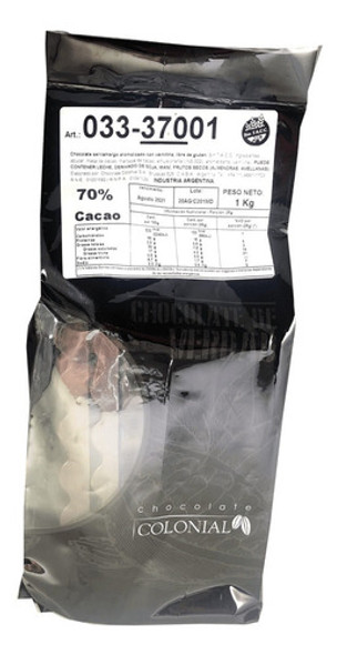 Chocolate Cobertura Colonial Semiamargo Cacao 70% X 1kg 0