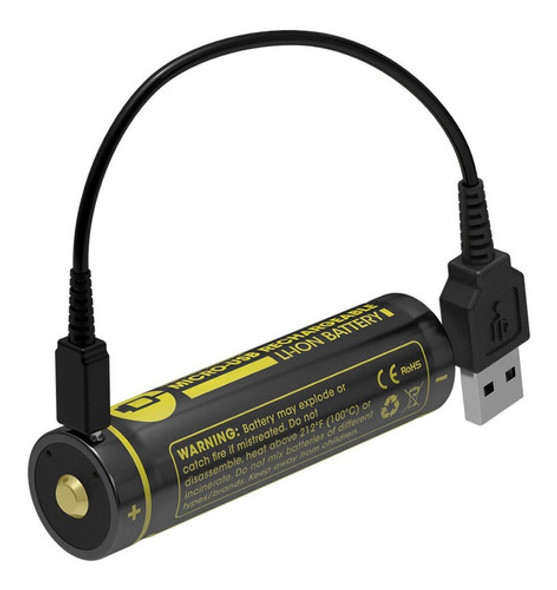 Pila Bateria 18650 3.7v Nitecore Recarga 3400 Mah Puerto Usb 0