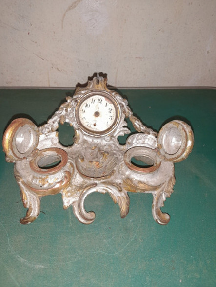 Tintero De Cobre Antiguo Con Reloj 1