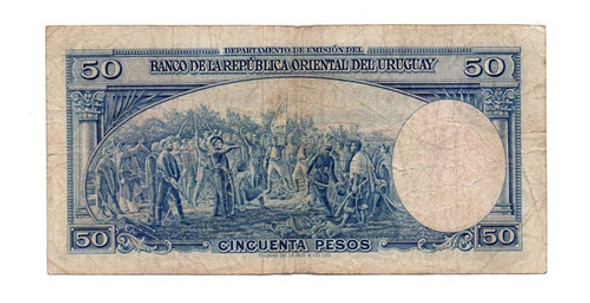 Uruguay Billete 50 Pesos Moneda Nacional Año 1939 P#38 1