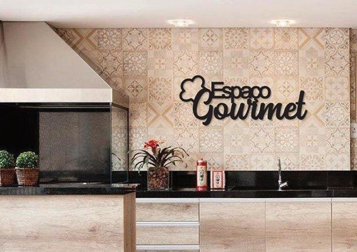 Espaço Gourmet Gg 90x35cm Lettering Em Madeira Mdf Preto 1