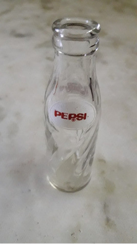 Antigua Botellita Pepsi Cola,doble Logo,de Vidrio,alto 11cm 0